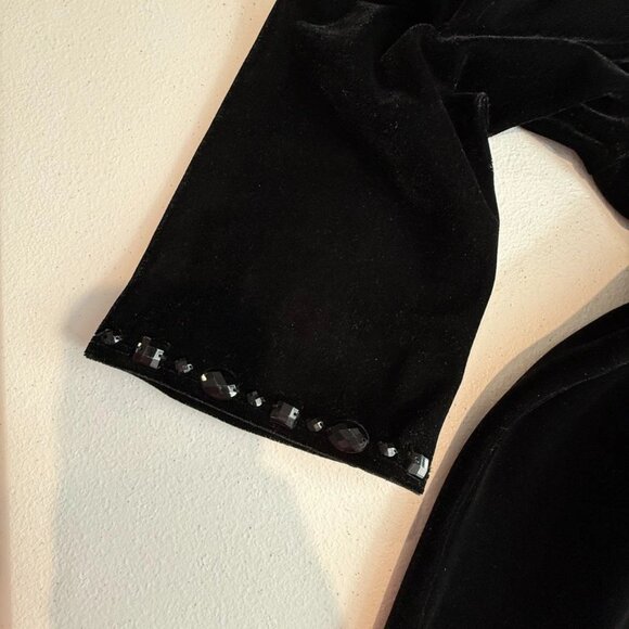 VTG Quacker Factory Womens Black Velvet WitchyGoth Top Medium Romantic Goth Vamp - Picture 4 of 8